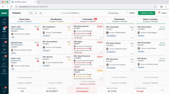 CRM: воронка продаж и сделки
